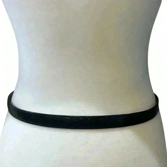 Brighton Reversible Black/Brown Skinny Belt w/ hook & eye two-tone gold/silver M - Picture 2 of 4